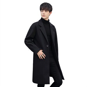 2025冬季纯色情侣款加棉休闲百搭毛呢大衣外套男潮1913加棉-P140，男装毛呢大衣，电商A413