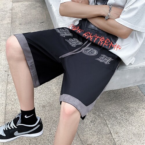 复古刺绣短裤夏季潮高街五分裤男ins休闲运动直筒裤K3231-P34，男装休闲裤，星座512-2