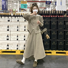 新品面料已下风蕾丝帽子卡其色两件套2c032303P155K228，女装套装/套裙，2C032