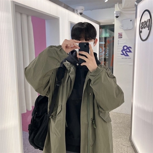 816B-WT010-P160 冬季长款复古工装外套风衣棉衣休闲韩图片