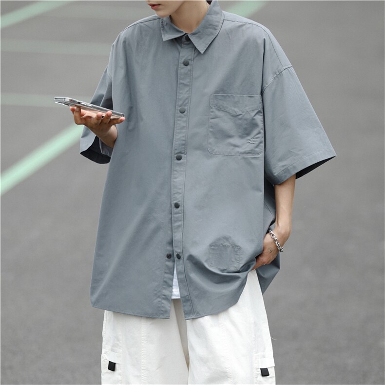 2024夏季新款衬衫男短袖港风潮流学生帅ins宽松日系外套CY841-P34,男装衬衫,星座412-2