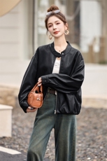 海宁蛋白皮超柔软短款休闲夹克皮衣显高显瘦百搭外套秋女，女装皮衣，跑量工厂店