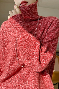 韩版宽松慵懒风高领羊毛衫女冬加厚加绒2024年新款潮内搭打底图片