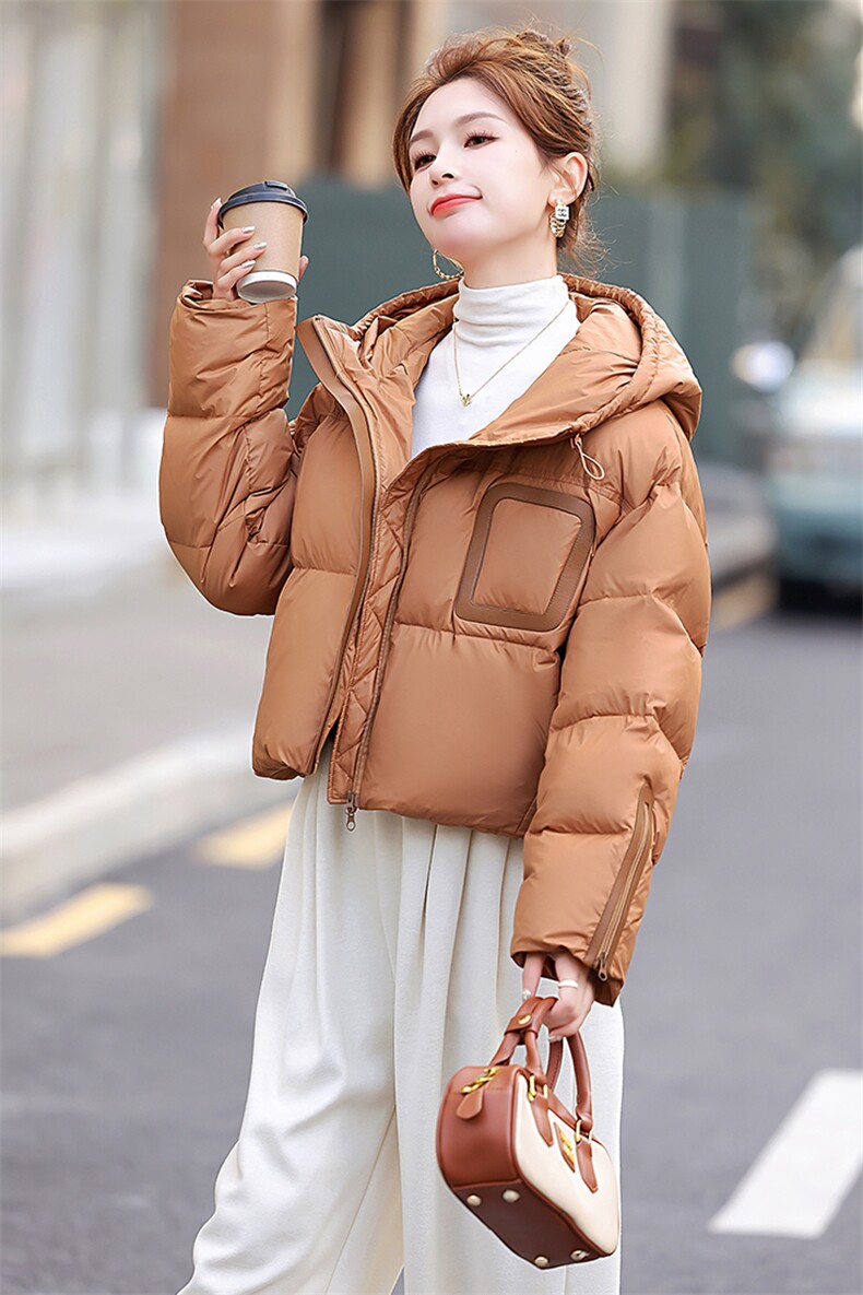 现货现货！新款羽绒服女短款冬季2024宽松韩版90白鸭绒面包服外套,女装羽绒服,一安秀