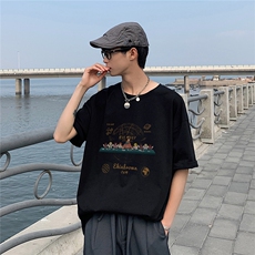 1港风印花情侣日系风潮大码M-5XL短袖T恤男DT7652P25控38，男装T恤，星座226-2