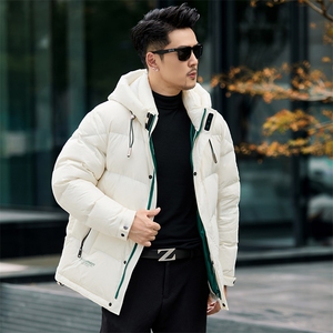 加厚保暖羽绒服男亮面免洗冬季新款时尚潮流防寒冬装连帽短款外套图片