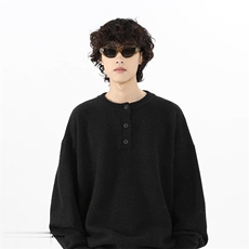 现货灰色亨利领毛衣外套男秋冬季纯色复古高级感f打底衫YM174p42，男装T恤，星座302B-2