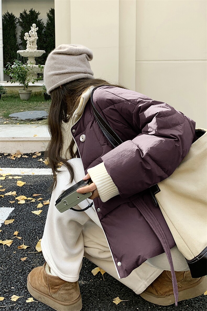 时尚休闲羽绒服白鸭绒时尚潮流2024年冬季新款,女装羽绒服,秀美人生