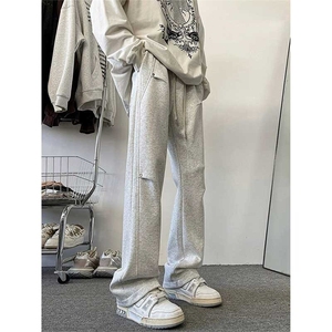 重磅卫裤男款美式高街ins堆叠直筒微喇裤港风潮牌户外运动休闲裤图片
