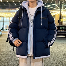 港风夜景潮牌新款织带连帽棉服潮流保暖棉衣M082-P100控139，男装棉衣，星座717