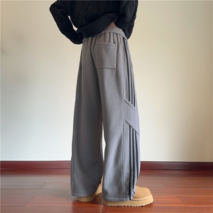 冬季新款潮流条纹设计保暖摇粒绒宽松休闲裤B315-K898-p55控78图片