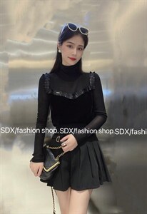 【现货】高品质拼接款网纱上衣,其它,色调轩