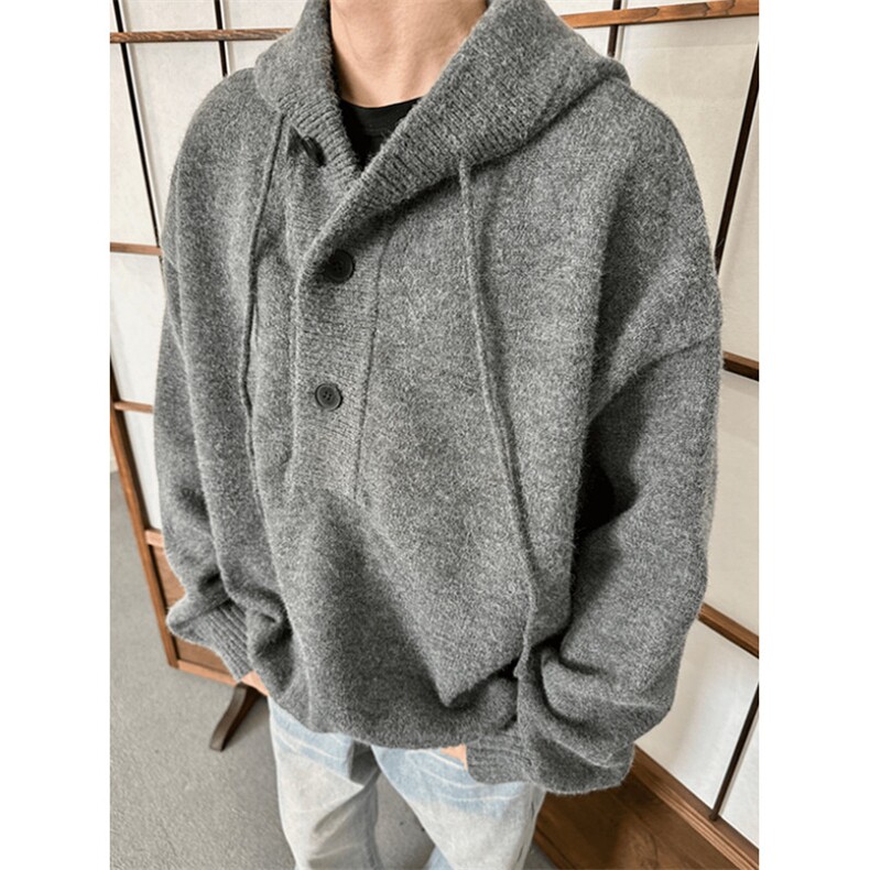 灰色连帽毛衣男女秋季宽松慵懒风套头针织衫保暖外套MY33,男装针织衫/毛衣,星座1116A（原606A-3）