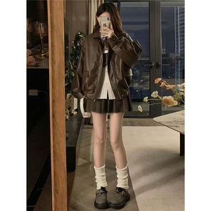 美拉德pu皮衣外套女2025春秋季新款美式机车服短款夹克小个子图片
