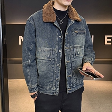 2025冬款加绒牛仔夹克男羊羔毛领加厚外套保暖上衣B317/J613/P165，男装夹克，电商B317