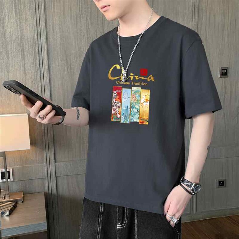 现货2026夏季新款潮流CHINA印花圆领短袖T恤男士1210-2-DT150-P10,男装T恤,星座1816-2（原1210–2）