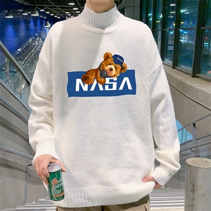 半高领毛衣男士大码针织衫男毛线衣男M18247-P45加绒款-P65