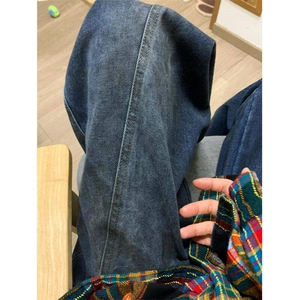 有货 美式高街弯刀阔腿直筒牛仔裤男小众宽松炸街裤子L76055-P55图片