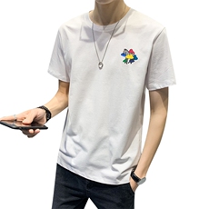 100%棉2021夏装新款印花卡通短袖T恤夏季款休闲体恤081769，男装T恤，电商D240-242