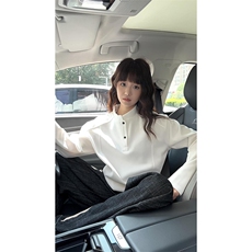 抖音得物品质美式高街重磅曼巴棉拼接cleanfit亨利领卫衣长袖T恤，男装T恤，电商A486-1