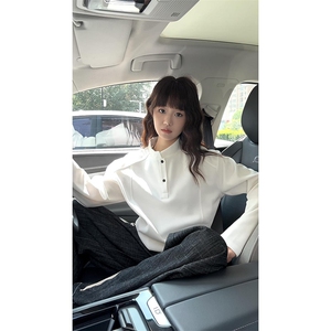 抖音得物品质美式高街重磅曼巴棉拼接cleanfit亨利领卫衣长袖T恤图片