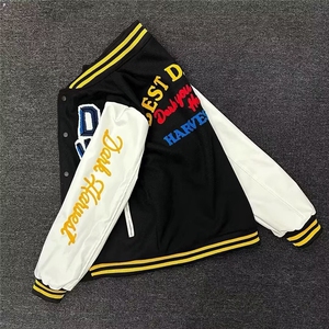 刺绣棒球服外套男春季新款潮牌宽松PU皮拼接翻领夹克GA163 P75图片