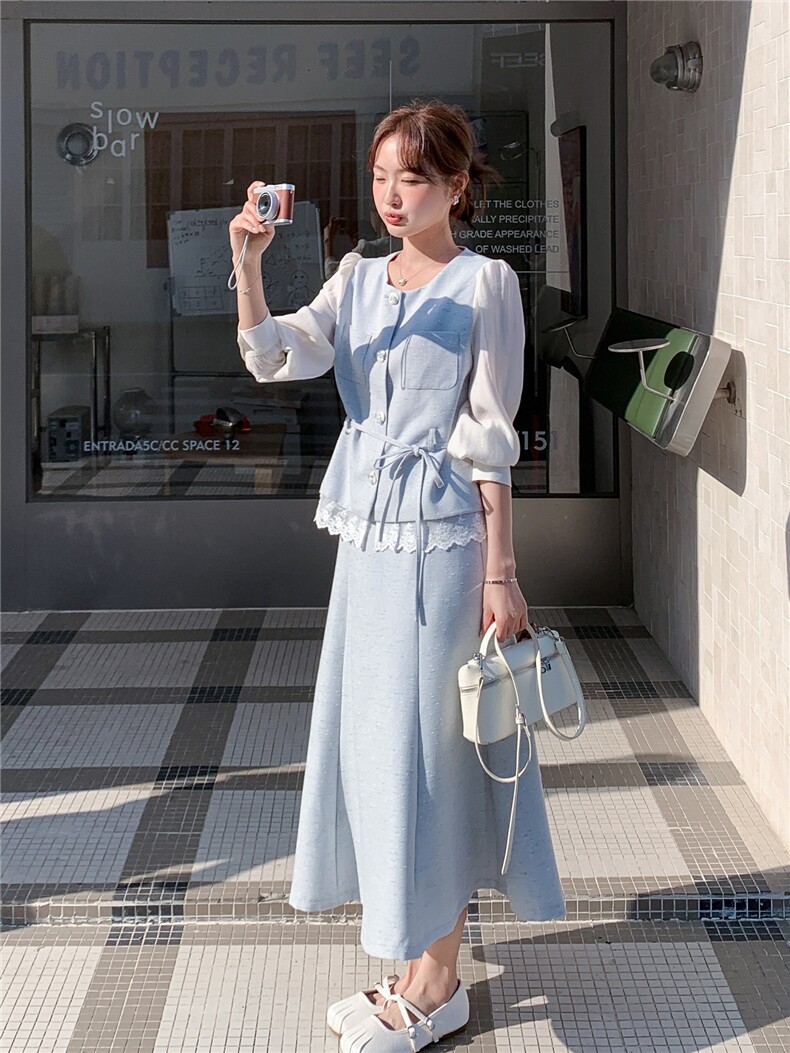 2026年春季法式优雅早春两件套套裙女温柔风气质穿搭,女装套装/套裙,霓裳依族