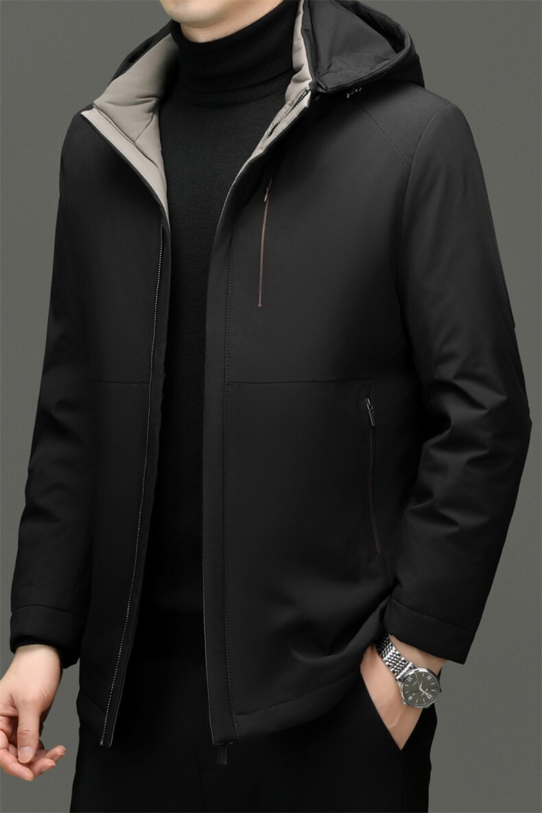 XL-R89778新款冬季男士鹅绒羽绒服连帽保暖外套修身风衣大衣,男装风衣,电商B360