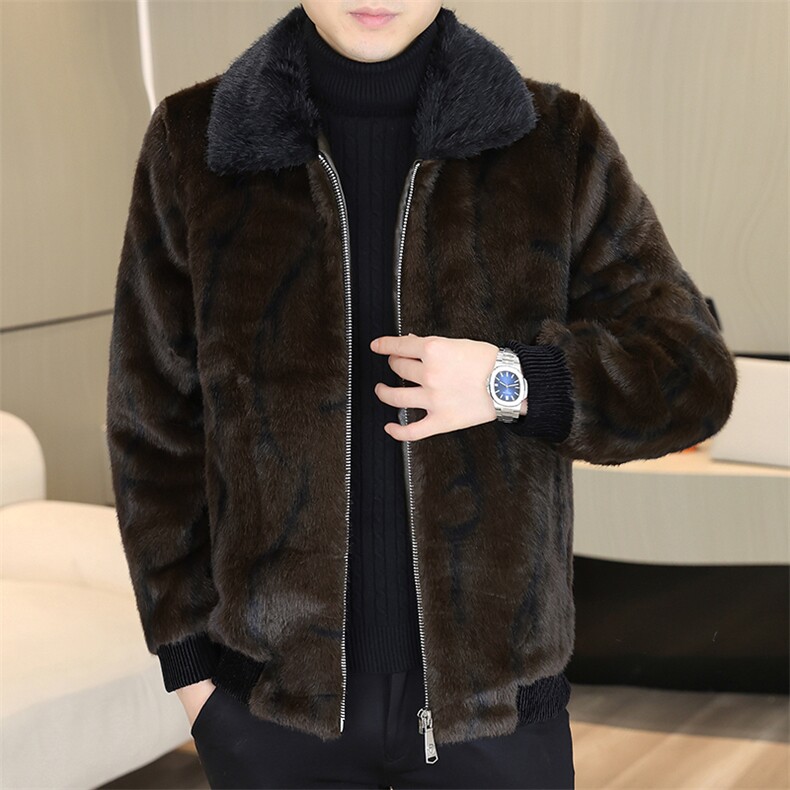 冬季加厚仿水貂绒男士翻领大码毛呢夹克外套X209-P105,男装毛呢大衣,星座310B-3