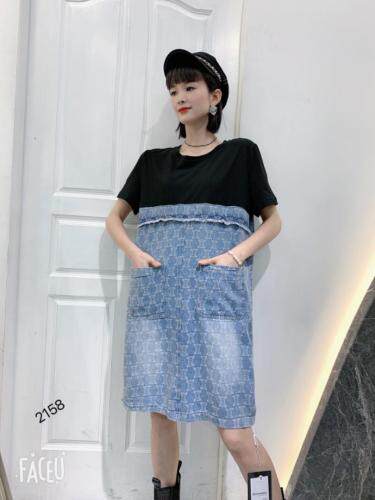 牛仔拼接连衣裙，女装连衣裙，伊绣梦坊