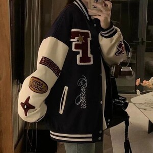 美式复古棒球服外套女2025早秋新款设计感小众休闲刺绣宽松夹克潮图片