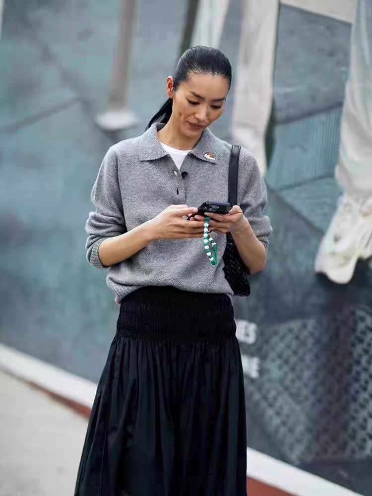 时尚女士秋冬羊毛衫Polo领简约休闲百搭显瘦长袖毛衣,女装羊毛衫,尚可儿羊绒