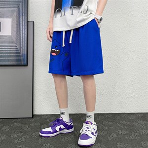HD74131-P22 华夫格短裤男大码宽松五分裤男直筒中裤图片