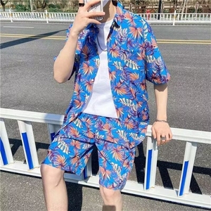 泰式花衬衫短裤套装男夏威夷沙滩短袖衬衣情侣装2025新款夏装外套图片