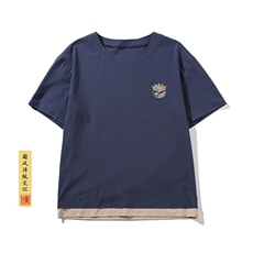 2024夏季新款风白底大码假两件短袖T恤M-5XHT21248-特P25，男装T恤，电商A022