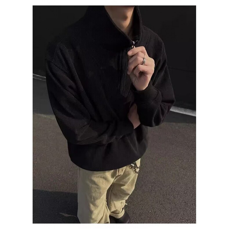 【004】灯芯绒拉链立领卫衣男士长袖宽松休闲外套A079-W819-P37,女装短外套,电商A079
