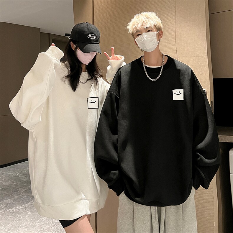 华夫格卫衣圆领卫衣男大码长袖t恤男外套HW76316-P30加绒款-P40,男装卫衣,电商A040