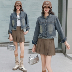 2025春季新款立领拉链牛仔夹克外套女设计感复古短款小个子上衣潮，女装牛仔外套，潮流依族