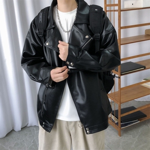 现货-春装皮衣外套男翻领休闲皮夹克潮牌PU机车服A506P90 加绒100图片