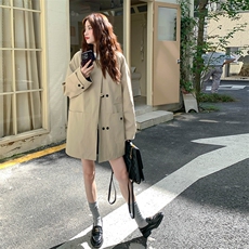 现货2B183-6805P175K258撞色拼接廓形设计感风衣外套，女装短外套，2B183