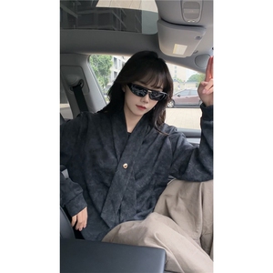 学院风自带领带cleanfit长袖卫衣扎染纯色上衣常规P49加绒P59,微胖女生短裙搭配上衣图片