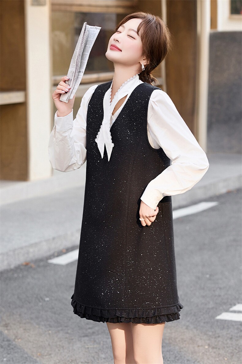 时尚优雅简约大气好搭2025春季新款超火连衣裙今年爆款女装小个子,女装套装/套裙,采品优优