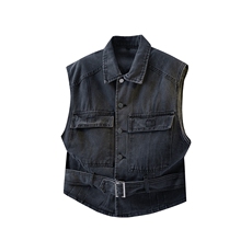 工装牛仔马甲男女生夏季潮牌无袖坎肩背心潮流方领潮流夹克外套，男装背心/马甲，星座302B