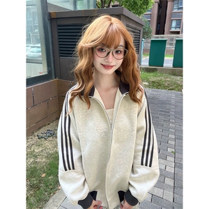 抖音得物高品质26春装美式高街重磅结构拼接织带立领卫衣外套CM42图片