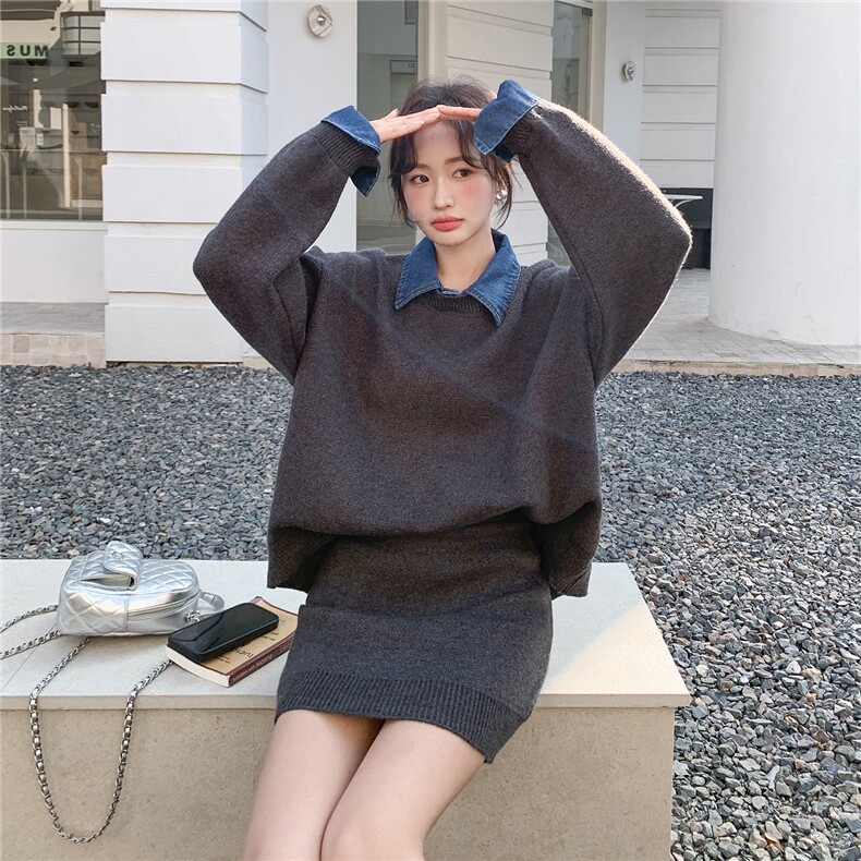 新款2026早春韩系针织裙两件套6201-P175-K258,女装套装/套裙,2C057