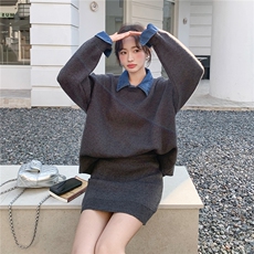 新款2026早春韩系针织裙两件套6201-P175-K258，女装套装/套裙，2C057