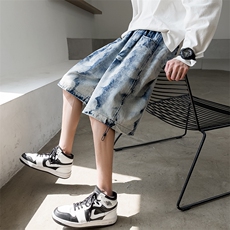 2025夏季新款时尚牛仔五分裤潮流宽松休闲短裤A125-DK12-P38，男装牛仔裤，电商A125