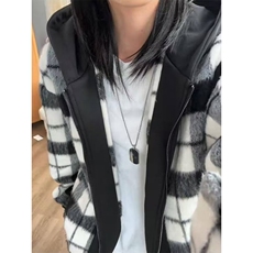 复古小香风黑白毛呢格子外套男女秋冬新款情侣连帽夹克C7735，男装夹克，星座1116A（原606A-3）