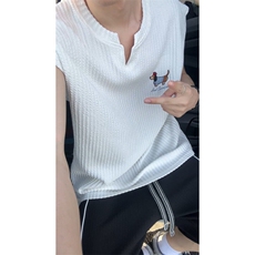 XZ809A/BSS03/特P24/控48肌理感腊肠狗绣花背心T恤，男装背心/马甲，星座809A(原222-1)