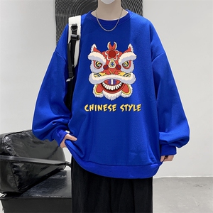 华夫格卫衣圆领卫衣男大码长袖t恤男外套 HW76185-P30加绒款-P40图片